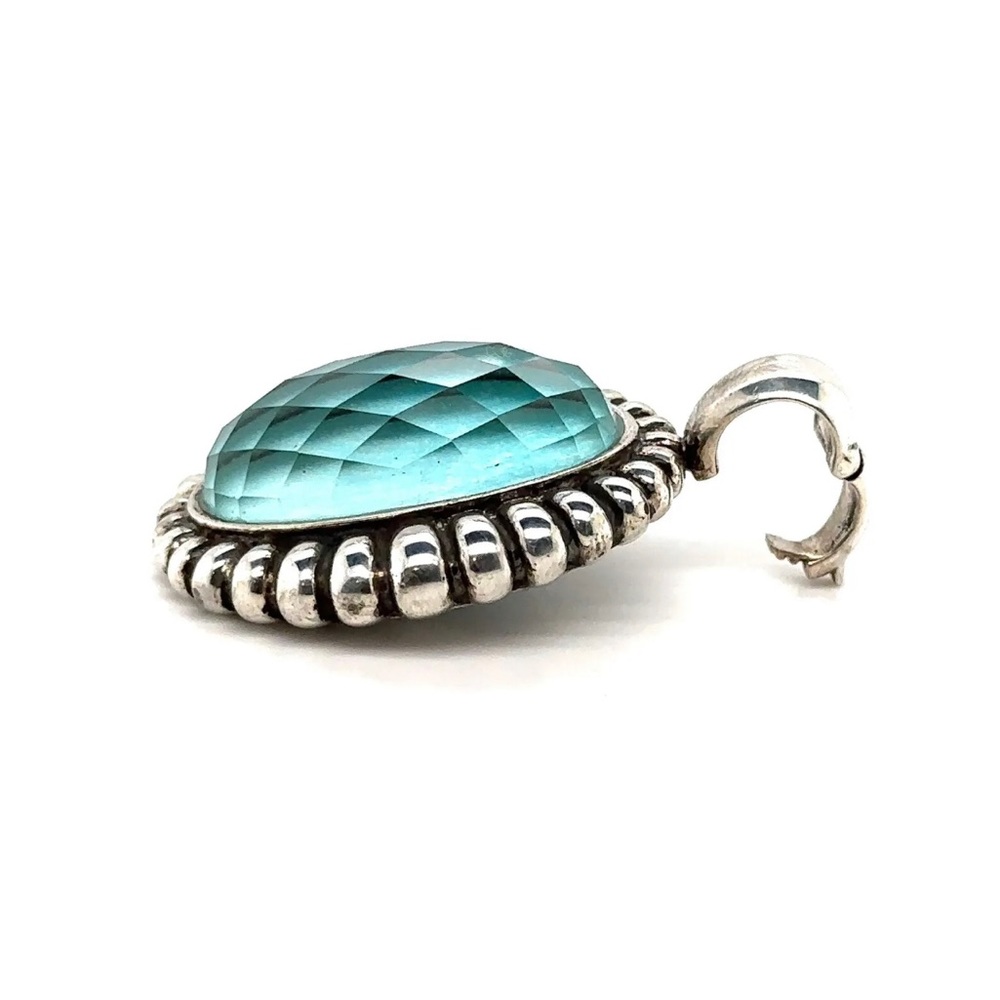 LAGOS MAYA STERLING SILVER  TURQUOISE DOUBLET PENDANT - Picture 5 of 7